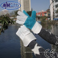 NMSAFETY guantes de cuero de trabajo de vaca dividida guantes de soldadura de goma